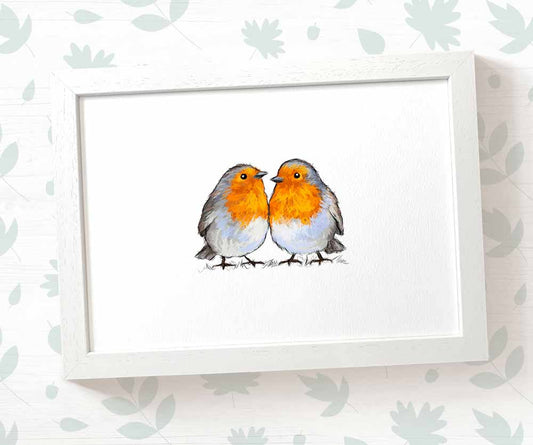 Robins Woodland Bird Nursery Print for Twins