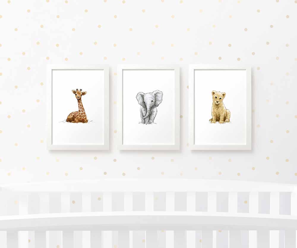 Safari Nursery Prints New Baby Shower Pregnancy Gift Boy Girl Animal Wall Art Set Newborn Playroom