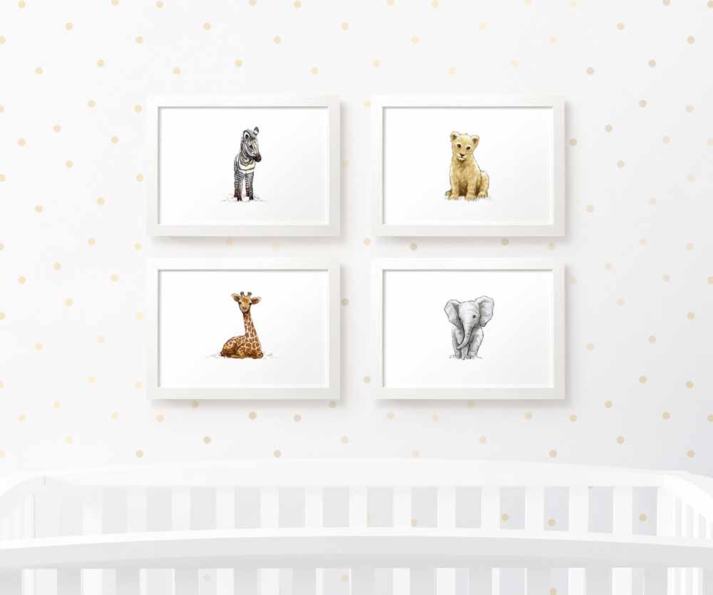 Safari Nursery Prints New Baby Shower Gift Boy Girl Animal Wall Art Set Playroom Decor UK