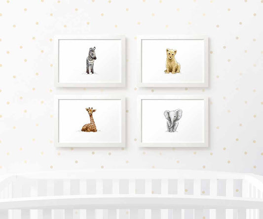Safari Nursery Prints New Baby Shower Gift Boy Girl Animal Wall Art Set Playroom Decor UK