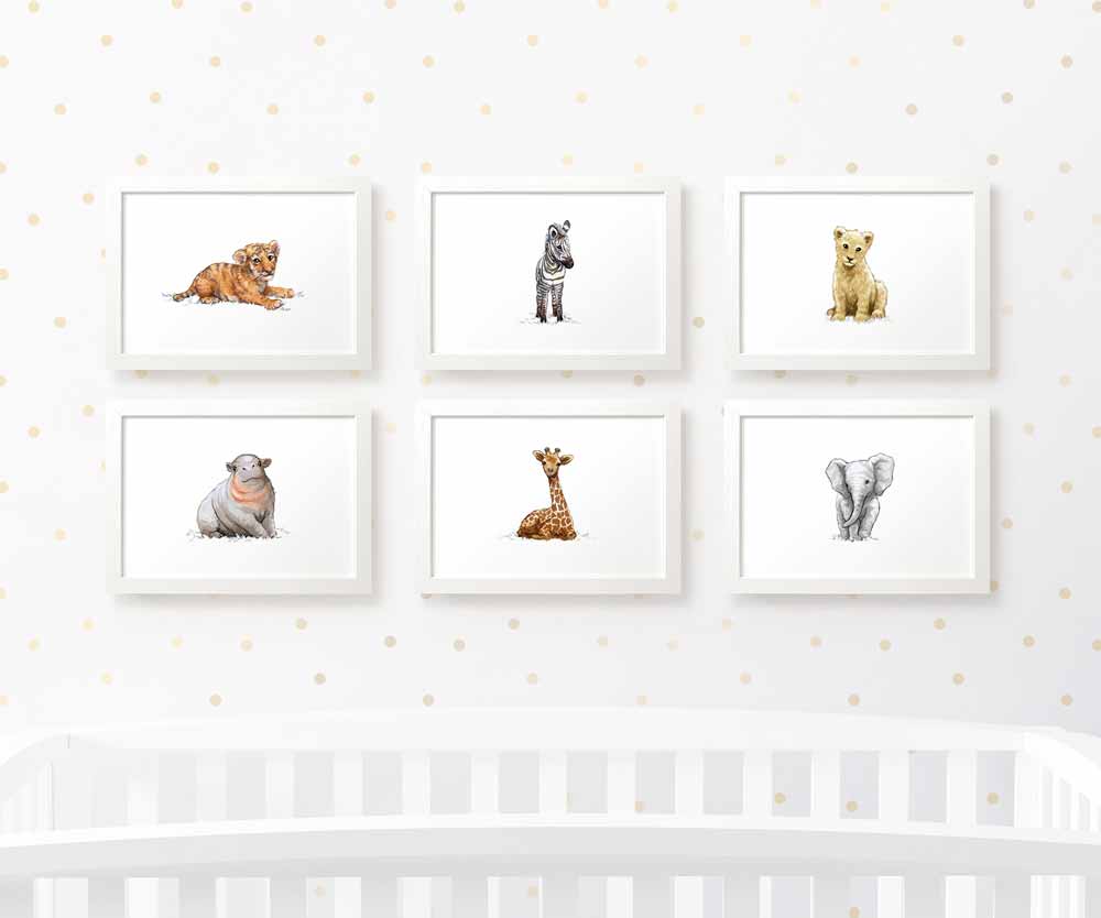 Safari Nursery Prints New Baby Shower Pregnancy Gift Boy Girl Animal Wall Art Set Newborn Playroom