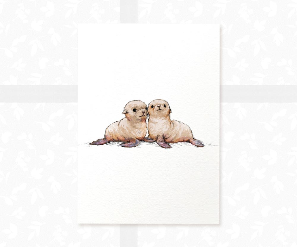 Seals Animal Nursery Print for Twins