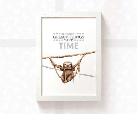 Sloth on Vines Print "Great Things Take Time"
