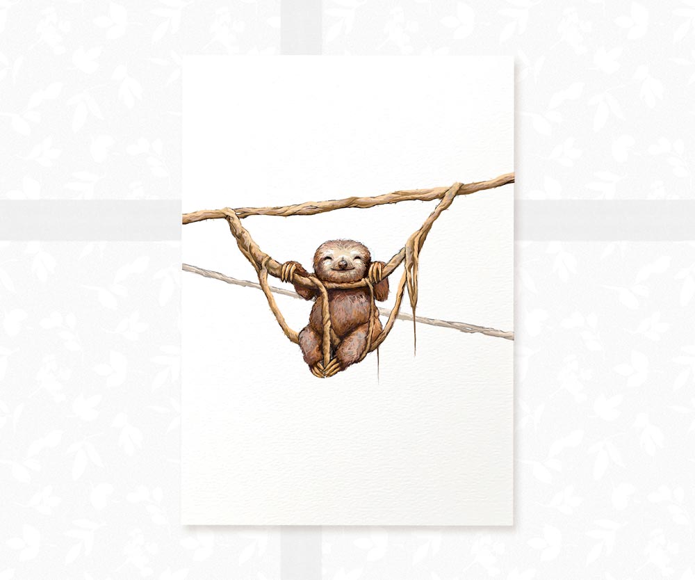 Happy Sloth Nursery Print