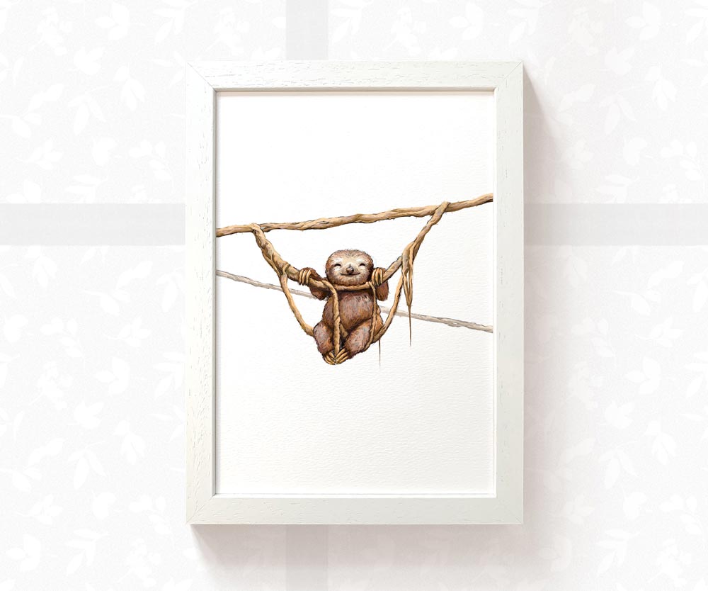 Happy Sloth Nursery Print