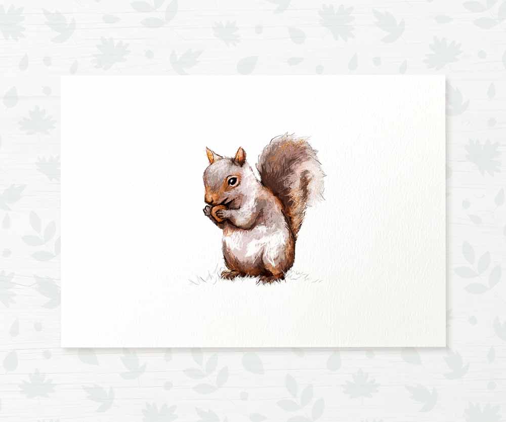 Squirrel Woodland Animal Nursery Print