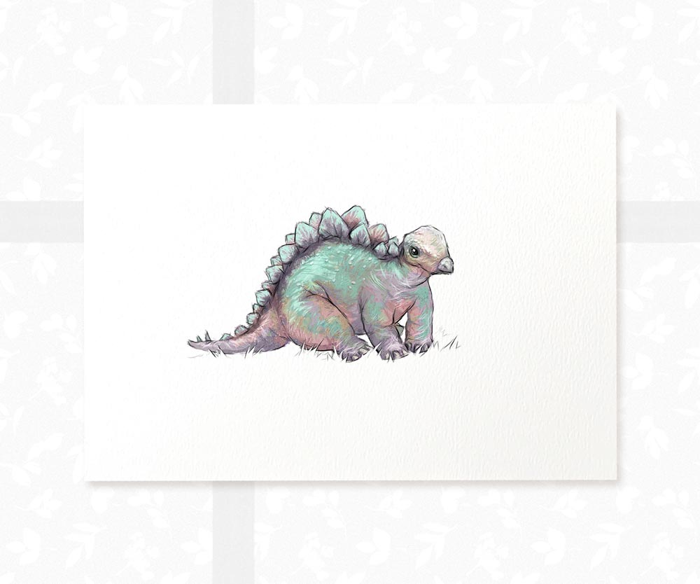 Dinosaur Nursery Prints New Baby Shower Gift Boy Girl Stegosaurus Childrens Wall Art Set Playroom Decor
