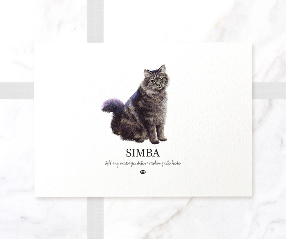 Tabby Cat Lover Gift Maine Coon New Pet Portrait Memorial Loss Christmas Gotcha Day Wall Art