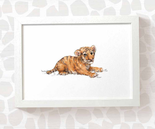 New Baby Gift Safari Nursery Decor Childrens Animal Wall Art Tiger Print Playroom Newborn First Birthday