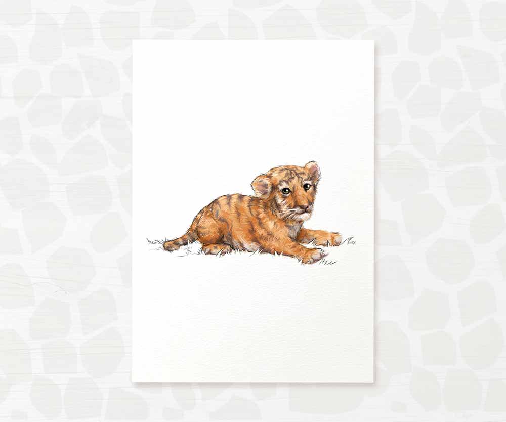 New Baby Shower Gift Safari Jungle Nursery Decor Animal Wall Art Tiger Print Newborn Gender Neutral