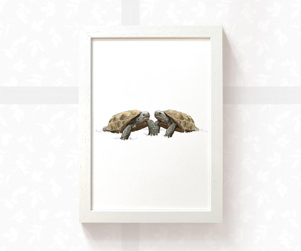 Tortoise Animal Nursery Print for Twins