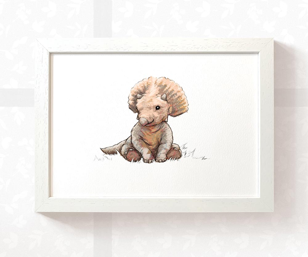 Triceratops Dinosaur Nursery Print