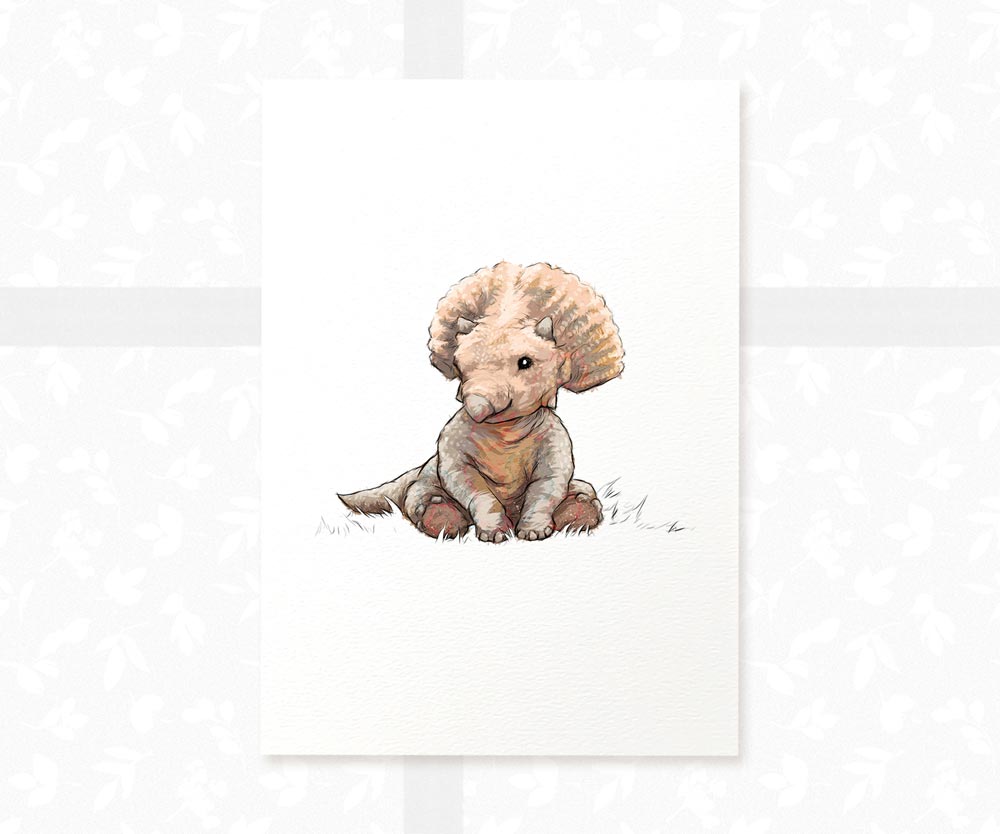 Triceratops Dinosaur Nursery Print