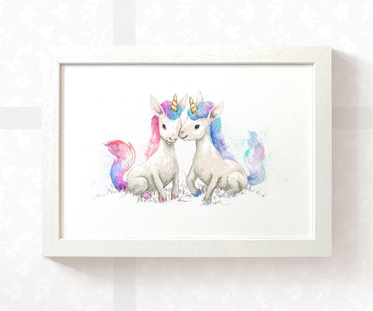 Unicorn Nursery Print for Twins