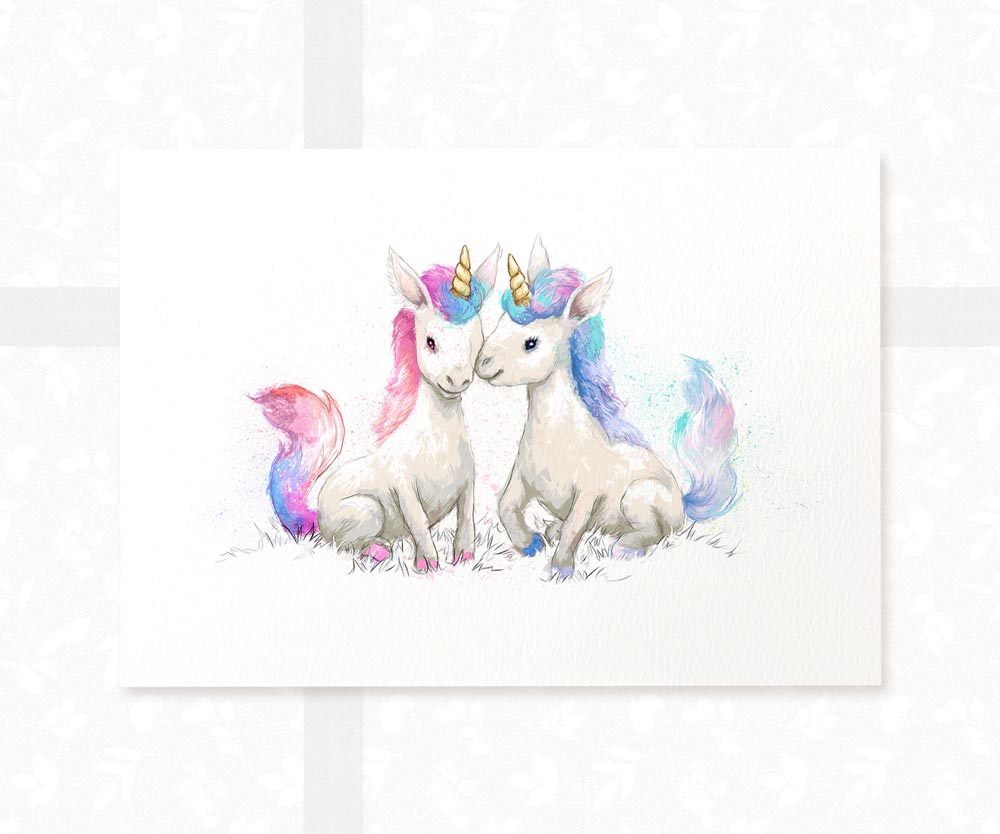Unicorn Nursery Print for Twins