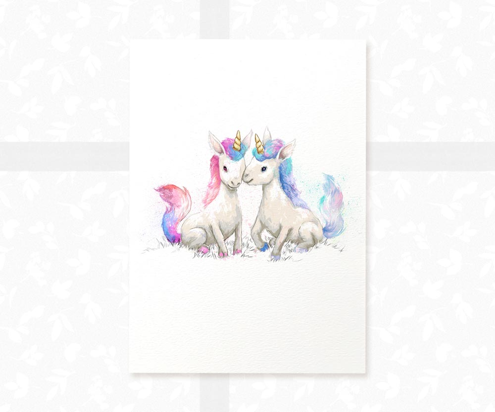 Unicorn Nursery Print for Twins
