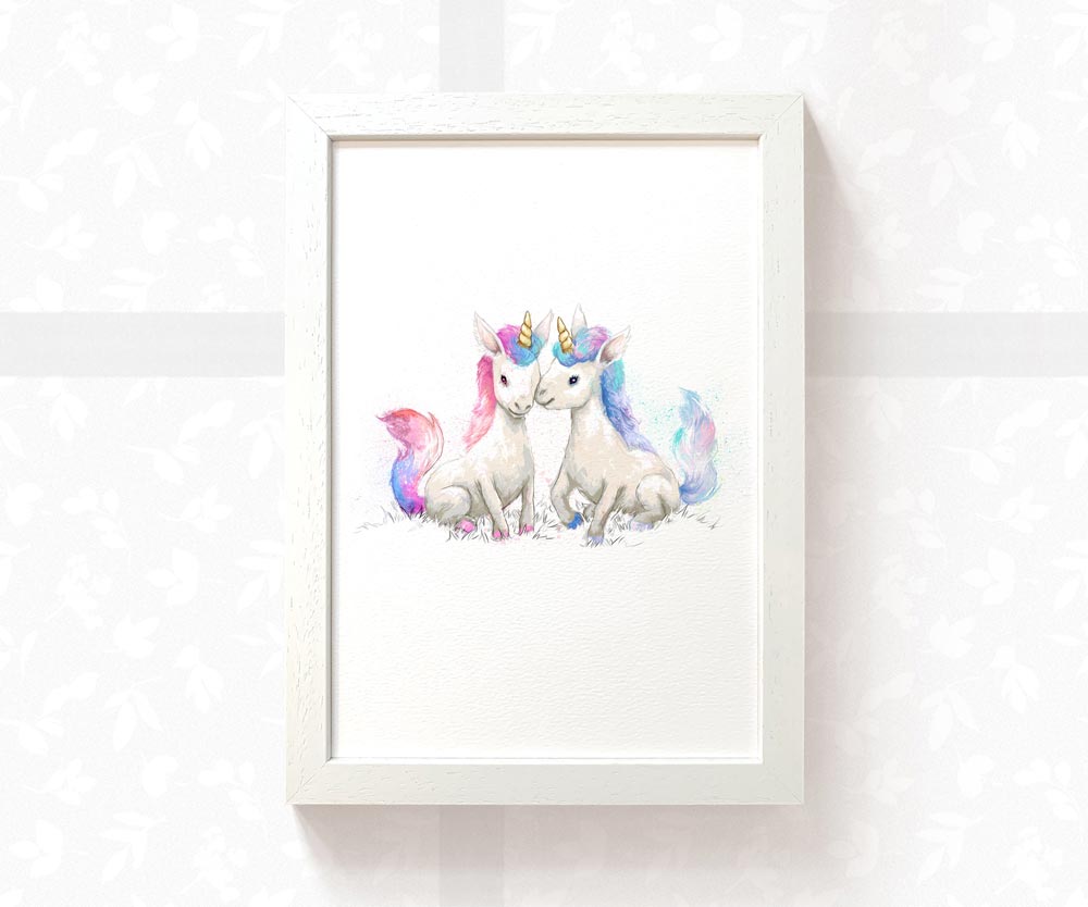 Unicorn Nursery Print for Twins