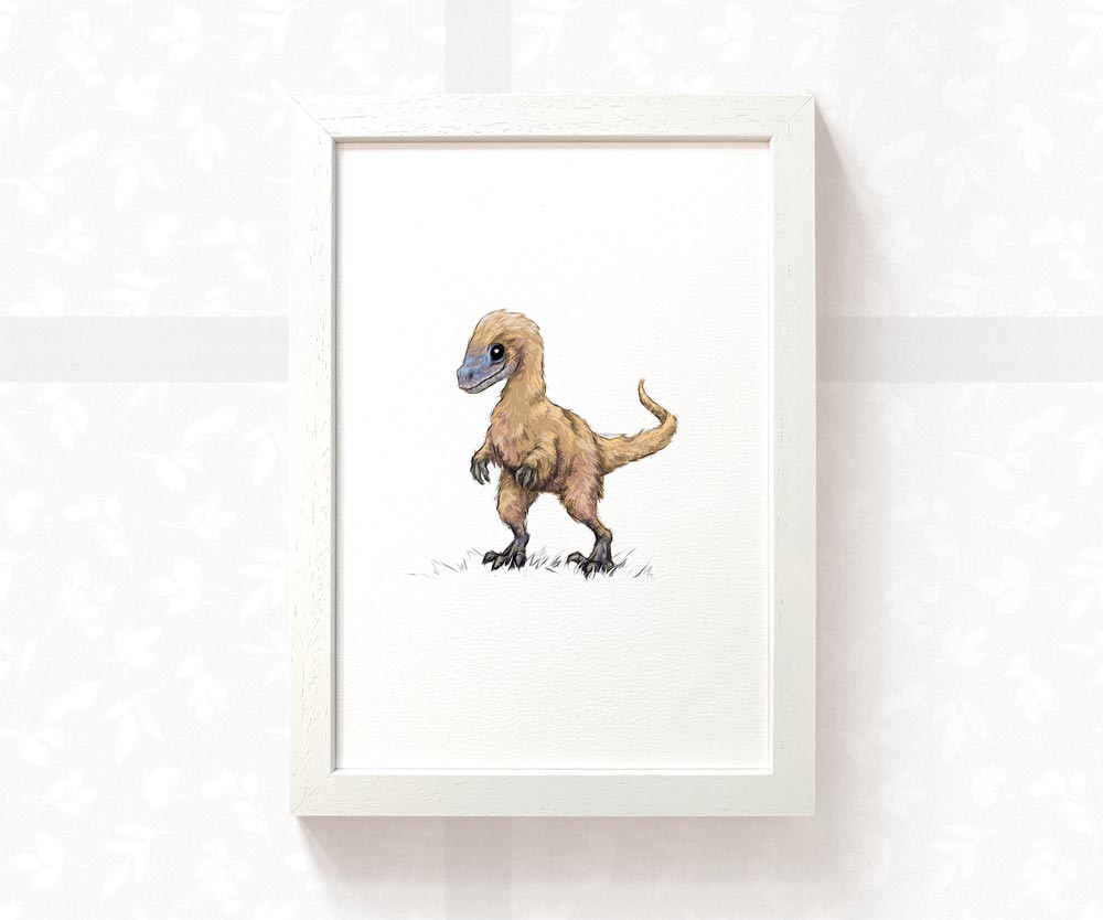 Velociraptor Dinosaur Nursery Print