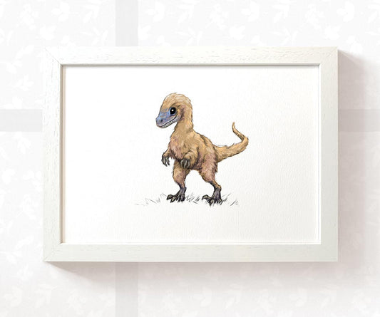 Velociraptor Dinosaur Nursery Print