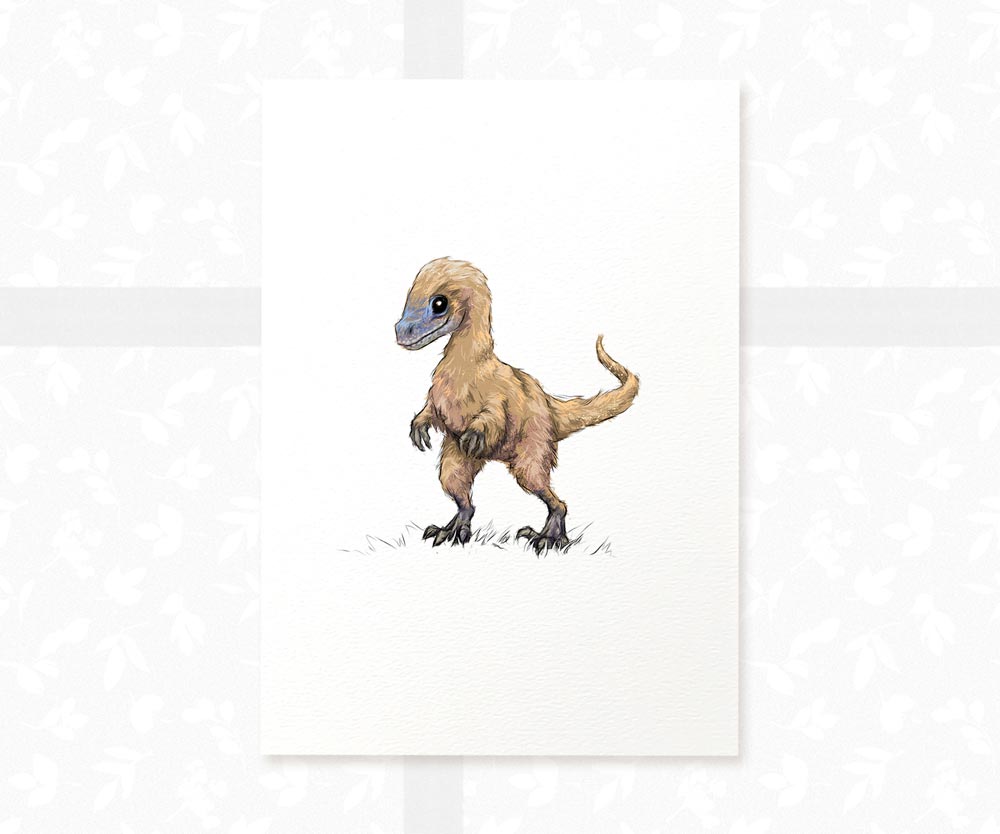 Velociraptor Dinosaur Nursery Print