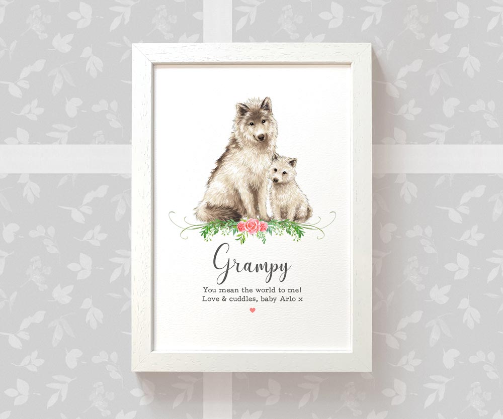 Thank You Personalised Name Gift Animal Prints Wolf Wall Art Custom Fathers Day Dad Grandad Present