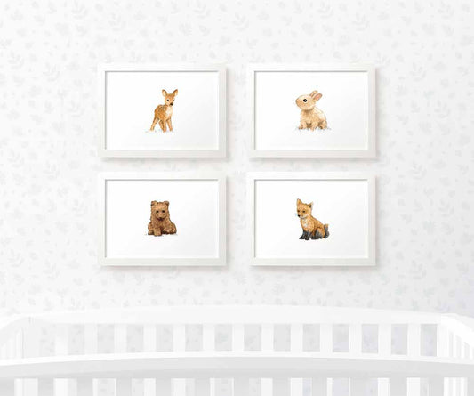 Woodland Nursery Prints New Baby Shower Gift Boy Girl Animal Wall Art Set Playroom Decor UK
