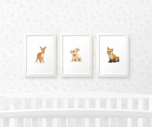Woodland Nursery Prints New Baby Shower Gift Boy Girl Animal Wall Art Set Playroom Decor UK