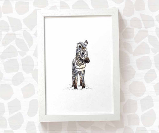New Baby Gift Safari Nursery Decor Childrens Animal Wall Art Zebra Print Playroom Newborn First Birthday