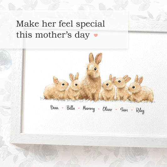 The most adorable Mother's Day gift - Bunny Print with Mother and Children