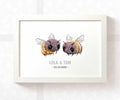 Bumble Bee Personalised Baby Name Print for Twins