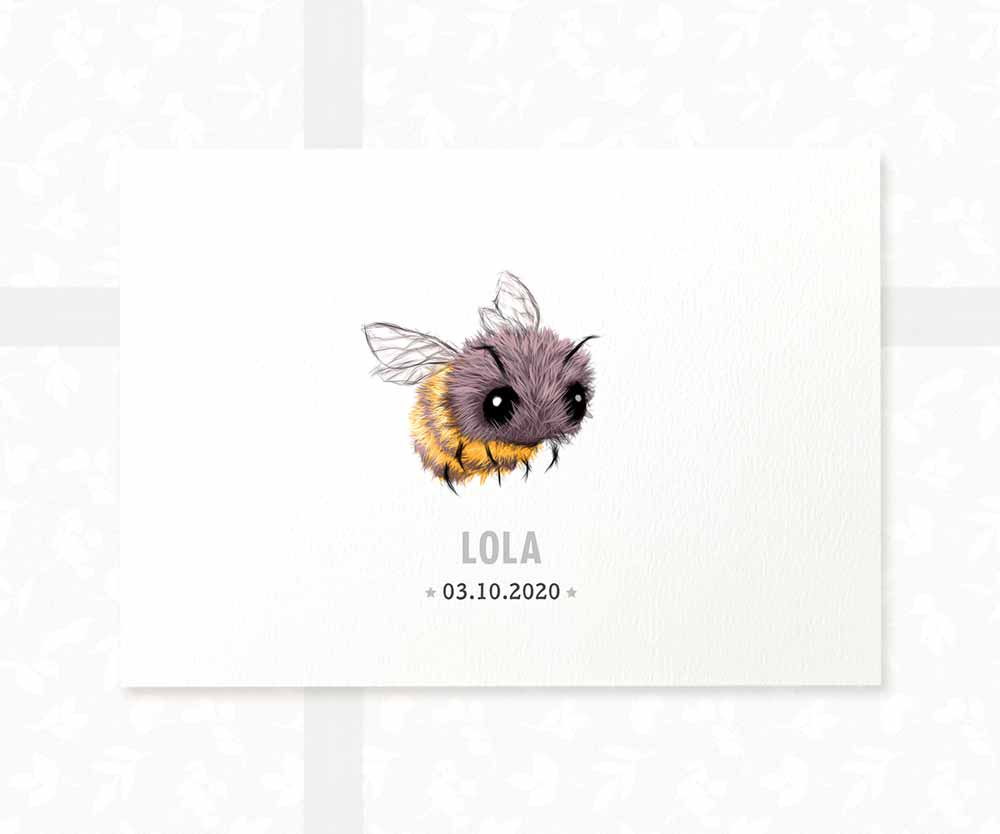 Bumble Bee Personalised Baby Name Print