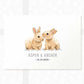 Rabbit Personalised Baby Name Print for Twins