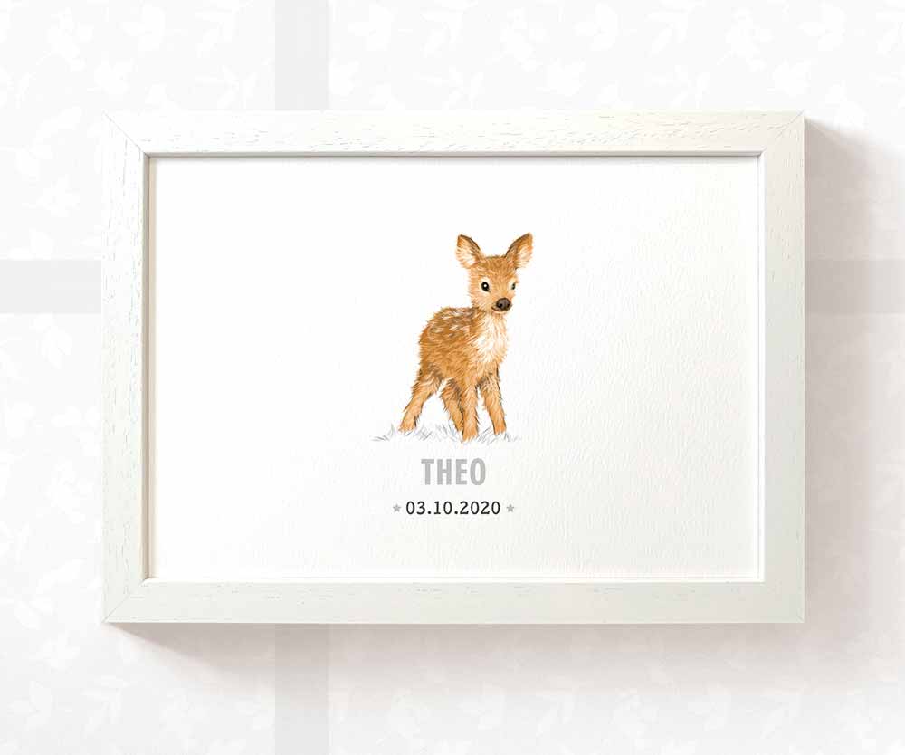 Deer Personalised Baby Name Print