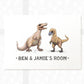 T-Rex Velociraptor Bedroom Sign Dinosaur Print