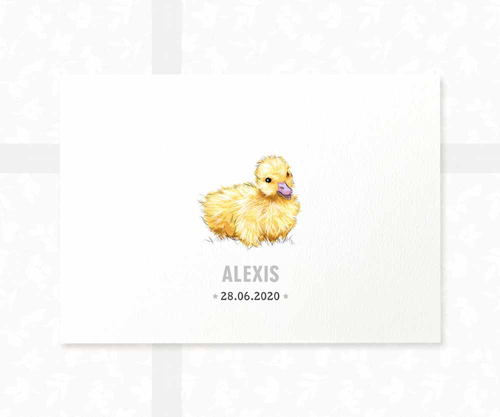 Duckling Personalised Baby Name Print
