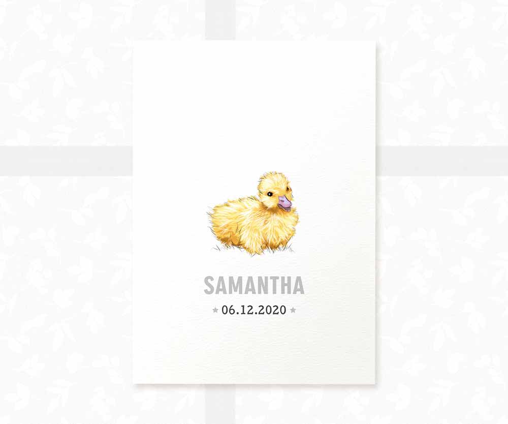 Duckling Personalised Baby Name Print