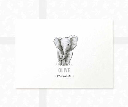 Elephant Personalised Baby Name Print