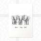 Elephant Personalised Baby Name Print for Triplets
