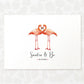 Two Flamingos A3 Unframed Art Print Personalized With Names And Date For A Heartwarming Valentines Day Gift