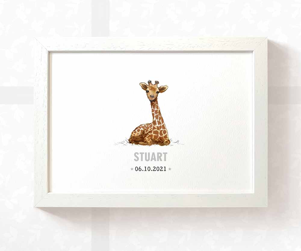 Giraffe Personalised Baby Name Print