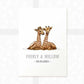 Giraffe Personalised Baby Name Print for Twins