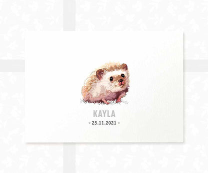 Hedgehog Personalised Baby Name Print