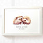 Hedgehog Personalised Baby Name Print for Twins