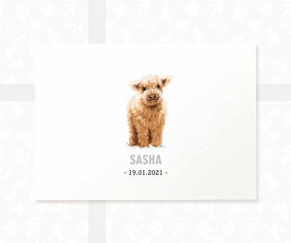 Highland Cow Personalised Baby Name Print