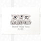 Koala Personalised Baby Name Print for Triplets