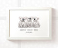 Koala Personalised Baby Name Print for Triplets