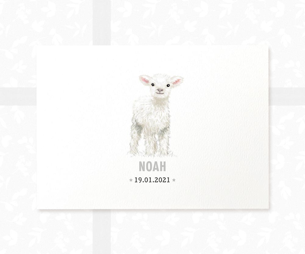 Lamb Personalised Baby Name Print
