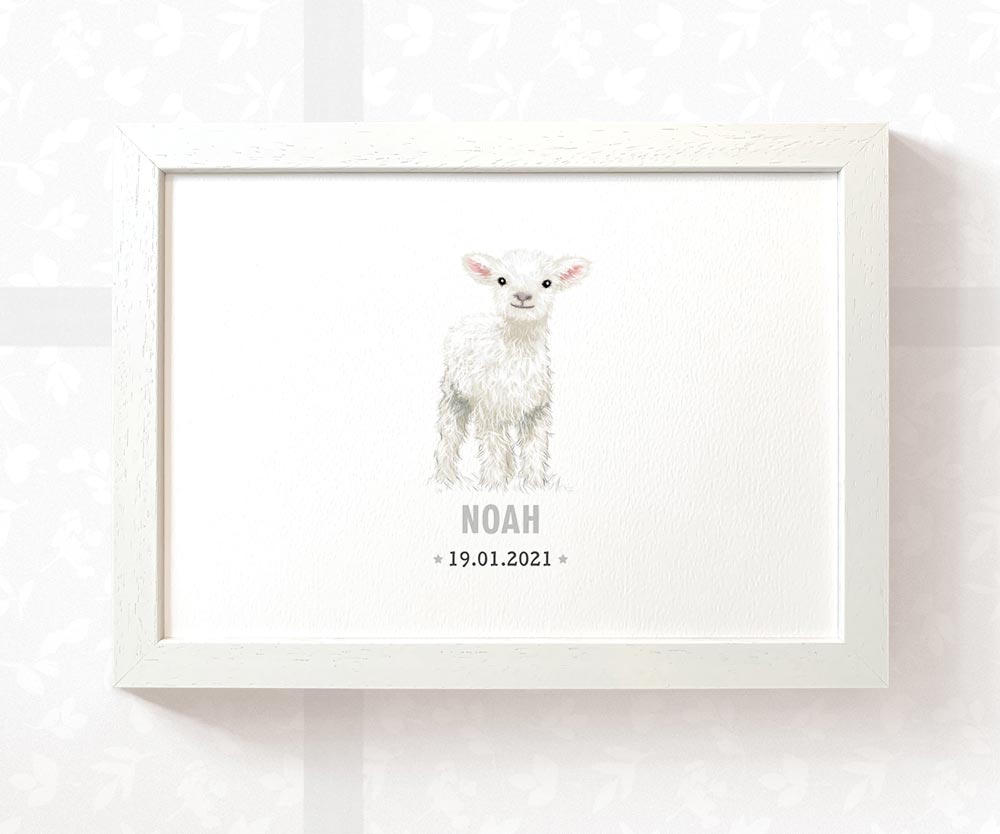 Lamb Personalised Baby Name Print