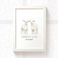 Lamb Personalised Baby Name Print for Twins