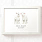 Lamb Personalised Baby Name Print for Twins